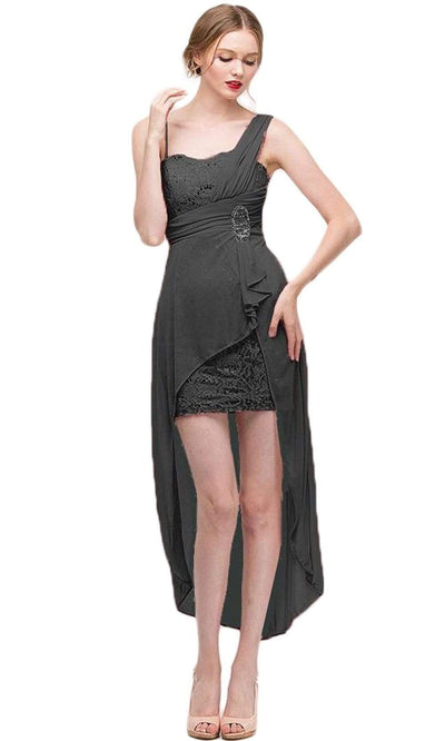 Eureka Fashion - 1921SC Chiffon Lace Short DressLong Back Dress