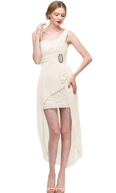 Eureka Fashion - 1921SC Chiffon Lace Short DressLong Back Dress In White