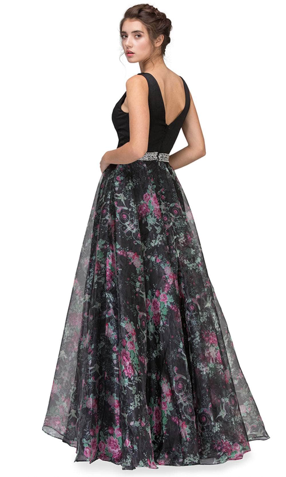 Eureka Fashion 7020 - Floral Printed V-Neck Dress Prom Dresses