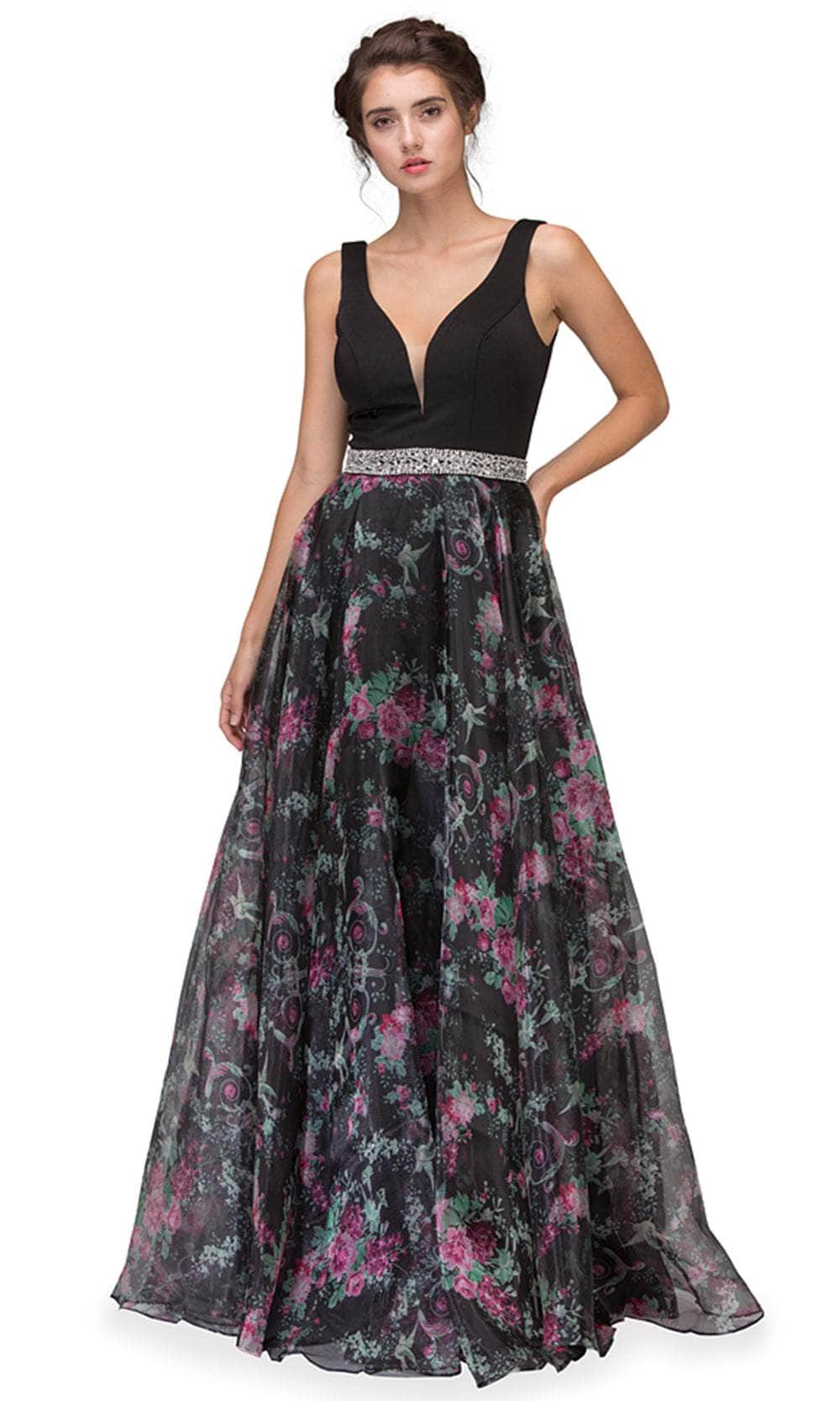 Eureka Fashion 7020 - Floral Printed V-Neck Dress Prom  Dresses