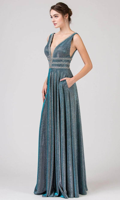 Eureka Fashion 8606 - Beaded Trim A-Line Prom Gown Prom Dresses XS / Green