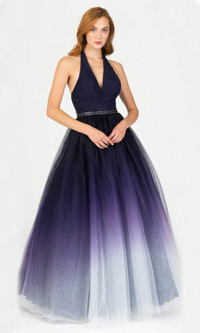 Eureka Fashion 8777 - Ruched Detailed Sleeveless BallgownBall Gowns XS / Navy