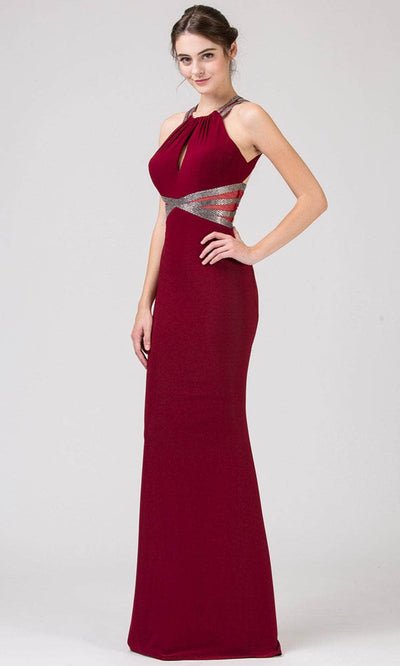 Eureka Fashion 8843 - Halter Keyhole Accented Dress Prom Dresses XS / Burgundy