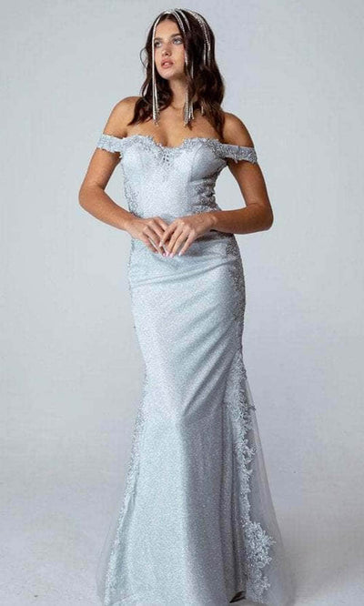 Eureka Fashion 9007 - Off-shoulder Lace Applique Evening Gown Evening Gown
