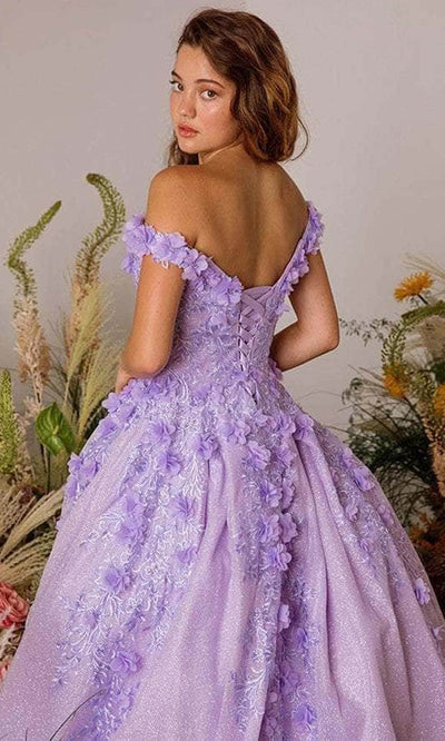 Eureka Fashion 9339 - Floral Embroidered Off-shoulder Ballgown Prom Dresses