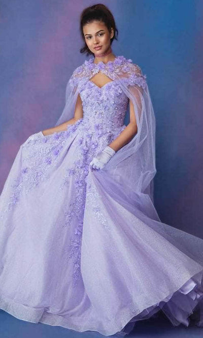 Eureka Fashion 9339 - Floral Embroidered Off-shoulder Ballgown Prom Dresses XS / Lilac