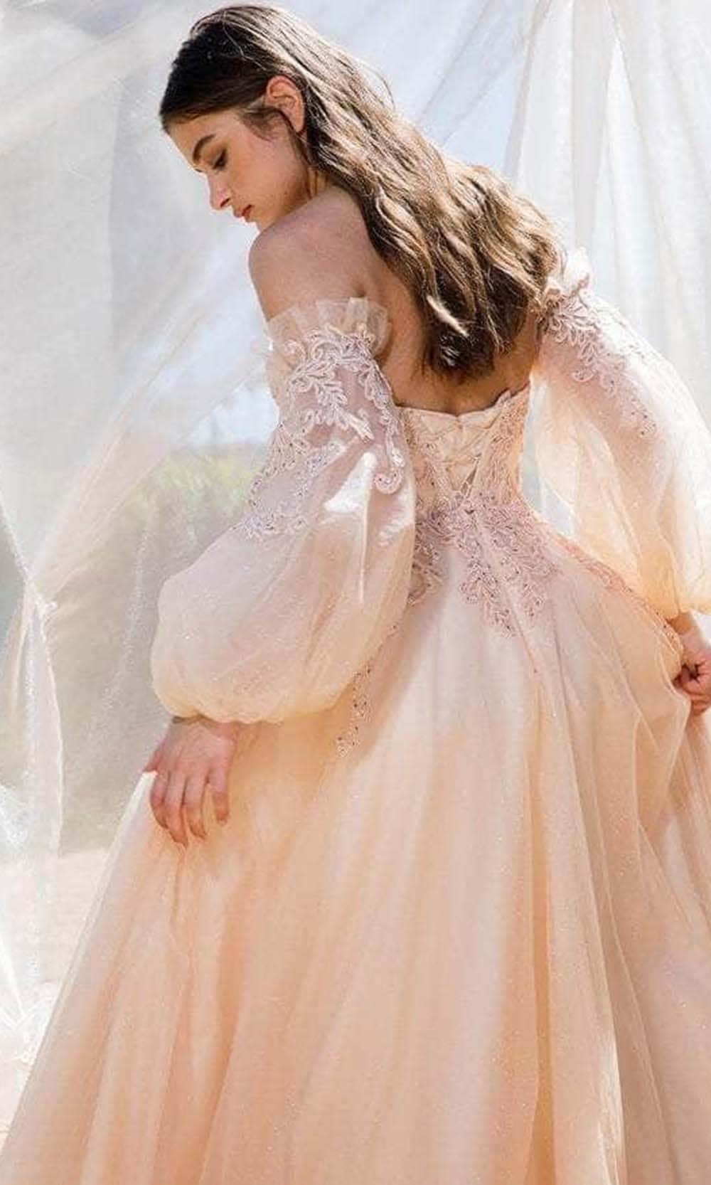Eureka Fashion - 9505 Detachable Sleeves A-line Evening Gown Eureka Fashion - 9505 Detachable Sleeves A-line Evening Gown