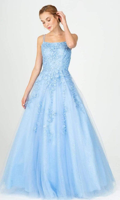 Eureka Fashion - 9757 Lace Embroidered A-Line Dress Prom Dresses XS / Bahama Blue