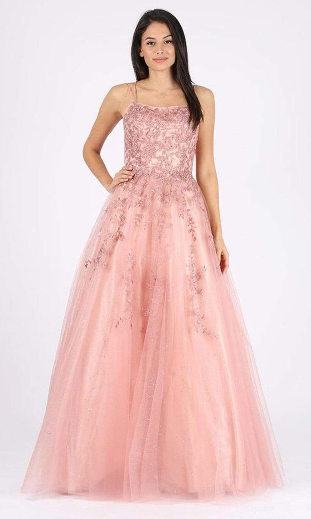 Eureka Fashion - 9757 Lace Embroidered A-Line Dress Prom Dresses XS / Dusty Rose