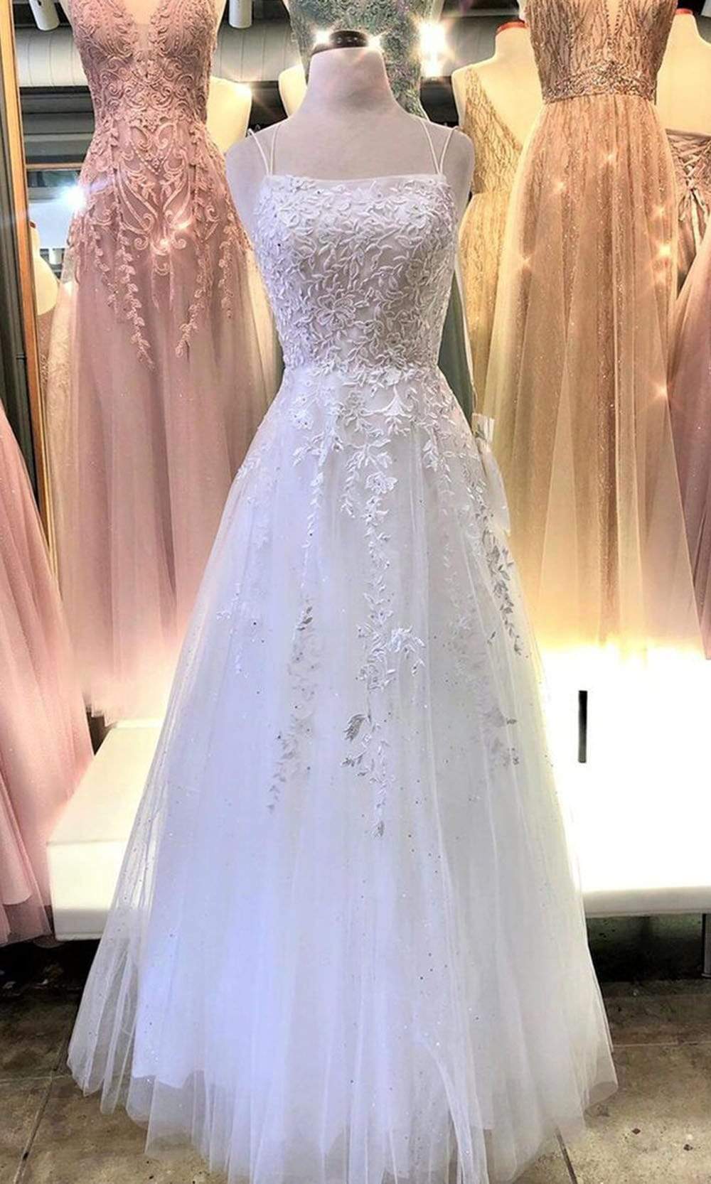 Eureka Fashion - 9757 Lace Embroidered A-Line Dress Prom Dresses XS / Off White