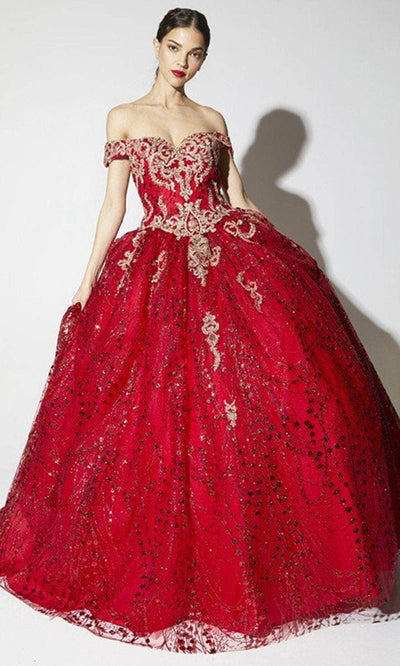 Eureka Fashion 9778 - Glitter Off-Shoulder Ballgown Ball Gowns