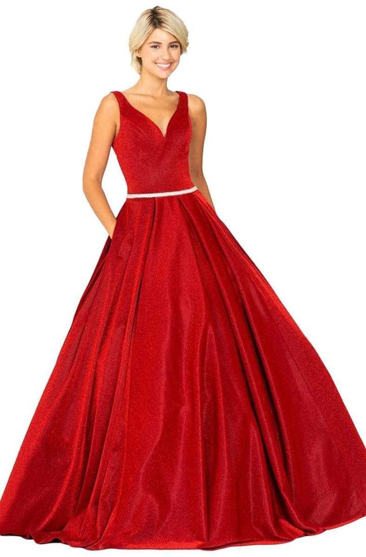 Eureka Fashion - Sleeveless Glitters Ballgown 9070SC In Red