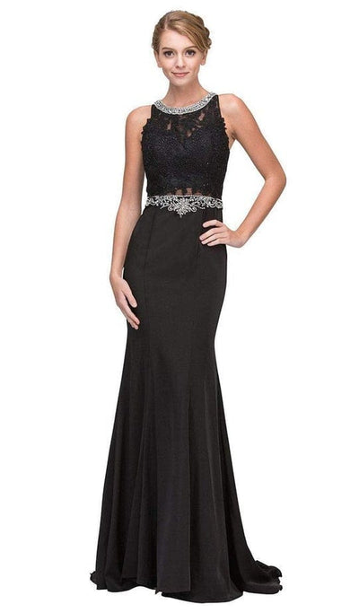 Eureka Fashion - Jewel Lace Formal Dress 6300 - 1 pc Black In Size M Available CCSALE M / Black