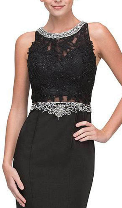 Eureka Fashion - Jewel Lace Formal Dress 6300 - 1 pc Black In Size M Available CCSALE M / Black