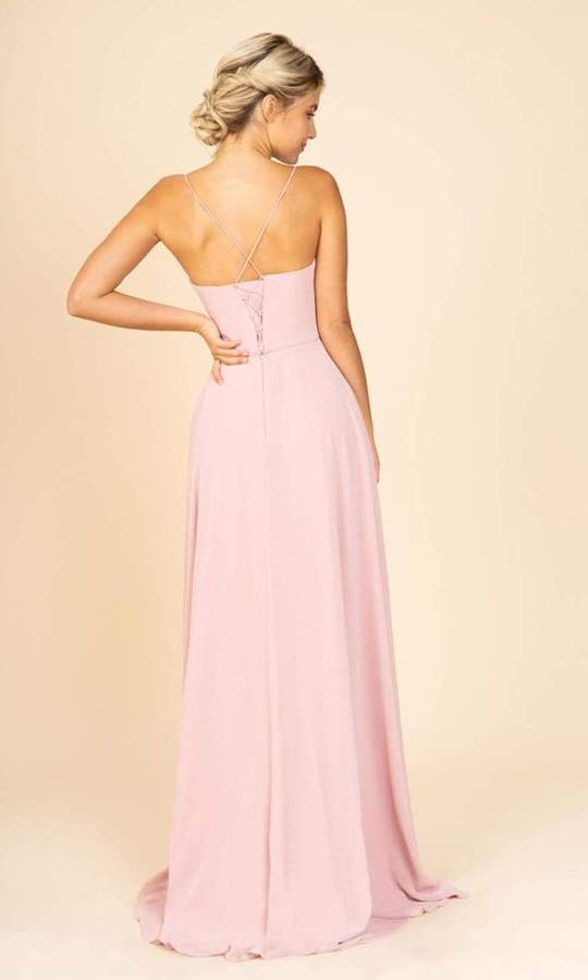 Eureka Fashion - Straight Across A-Line Dress with Slit 9611 - 2 pc Dusty Rose In Size M and S Available CCSALE
