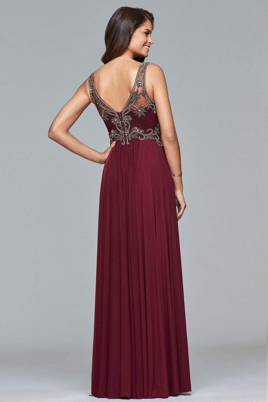 faviana burgundy prom dress Faviana 11038