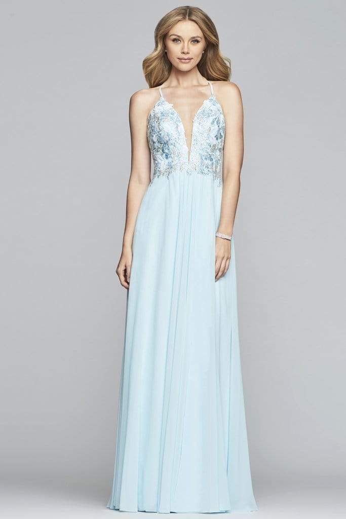 Faviana - 10201 Plunging V Neckline Halter Lace Up Back Gown Bridesmaid Dresses