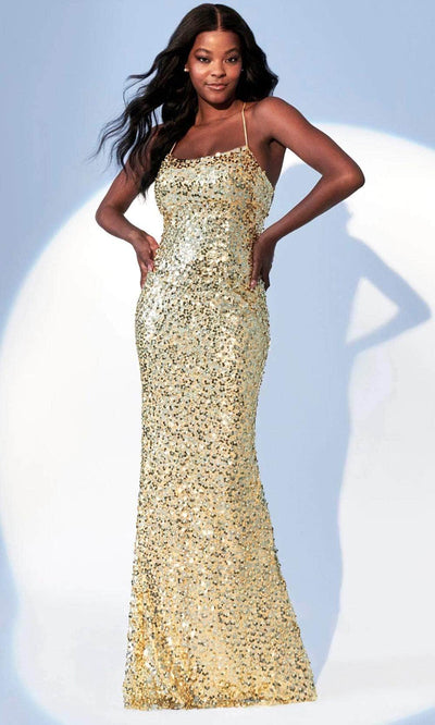 Faviana 11033 - Allover Sequin Gown 2 / Gold