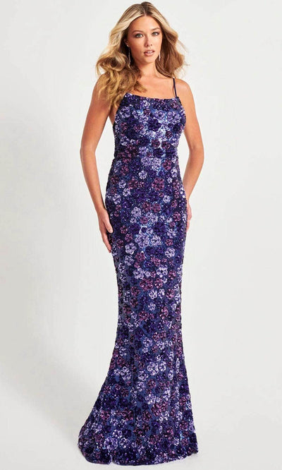Faviana 11037 - Embellished Gown 00 / Purple/Navy