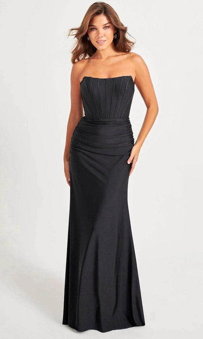 Faviana 11041 - Ruched Gown 00 / Black
