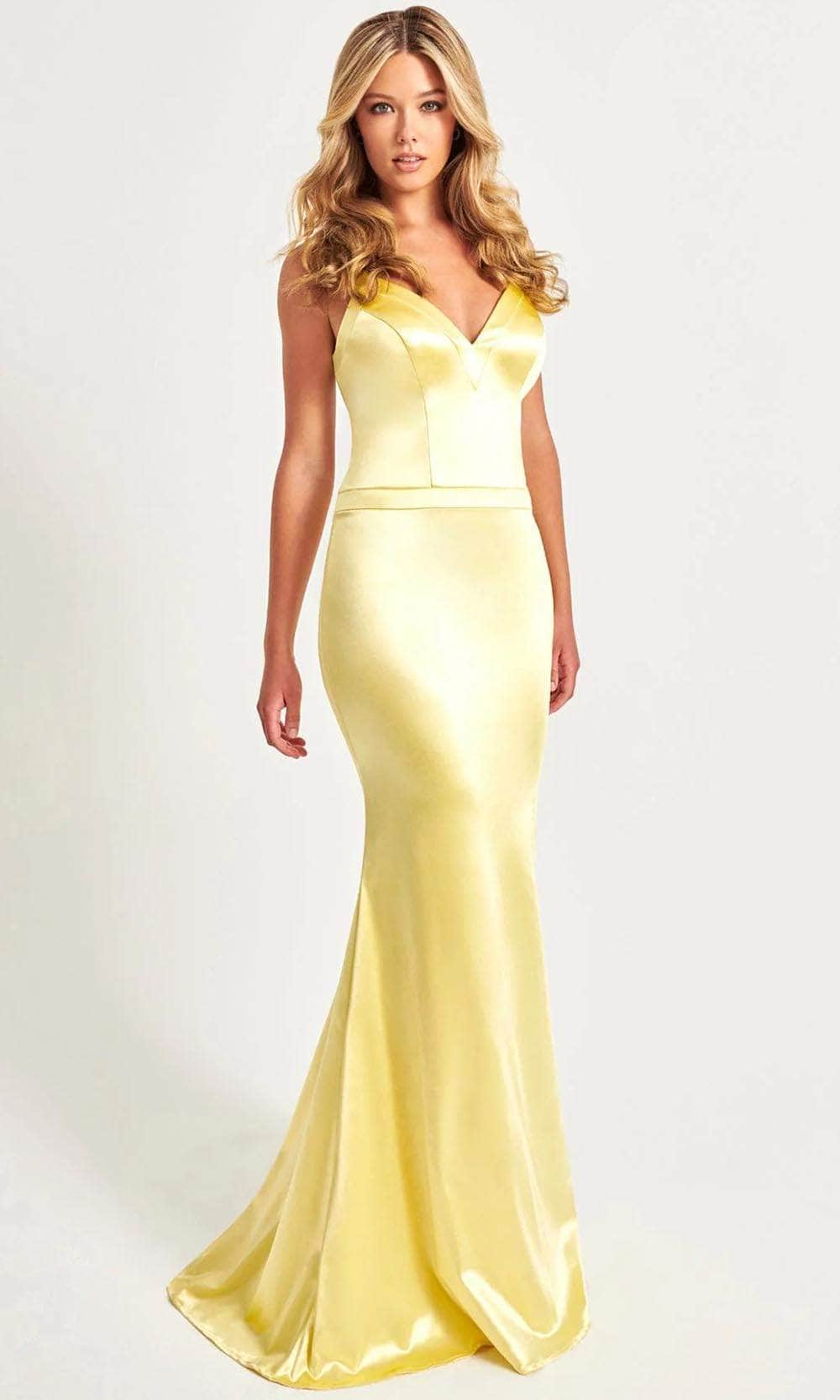 Faviana 11052 - Satin Gown 00 / Lemon Yellow