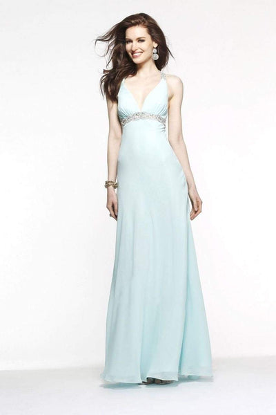 Faviana - 6120 Beaded Halter Evening Dress with Open Back Special Occasion Dress 0 / Seafoam