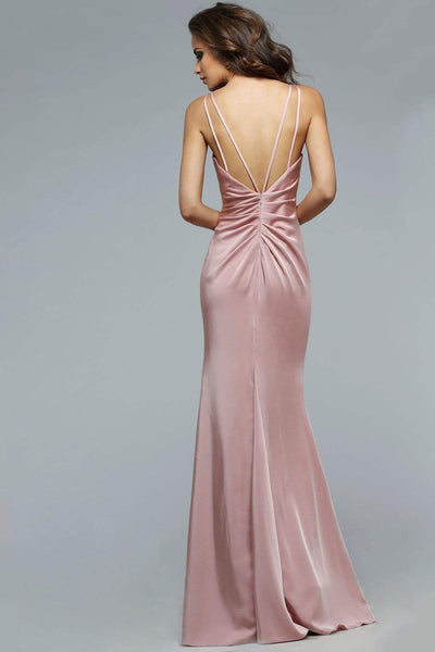 Faviana - 7755 Sleeveless V Neck High Slit Faille Satin Dress Evening Dresses