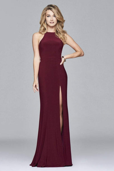 Faviana - 7976 Long jersey halter dress with open back Special Occasion Dress