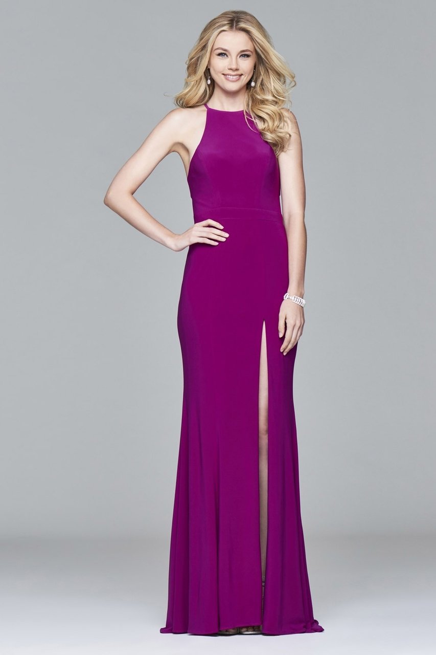 Faviana - 7976 Long jersey halter dress with open back Special Occasion Dress