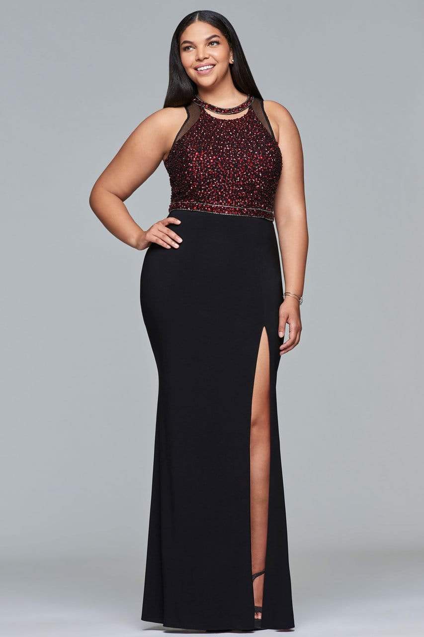 Faviana - 9425 Beaded Cut Out Jersey Evening Gown Special Occasion Dress