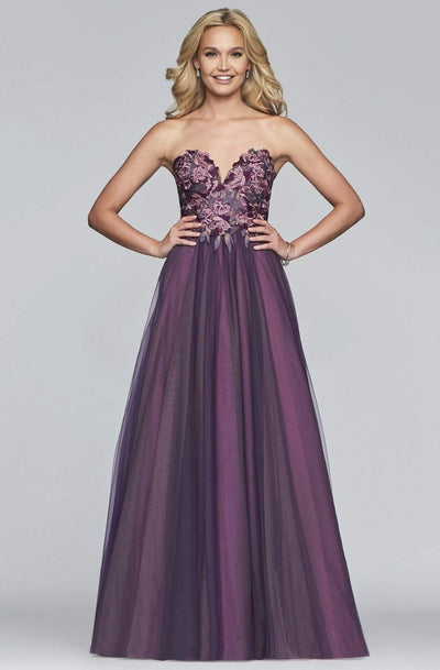 Faviana - s10023 Floral Applique Sweetheart A-line Dress Prom Dresses
