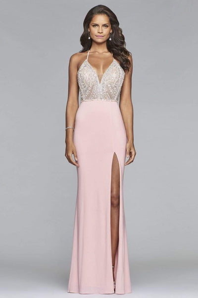 Faviana - s10060 Plunging V-Neckline Jersey Gown Prom Dresses