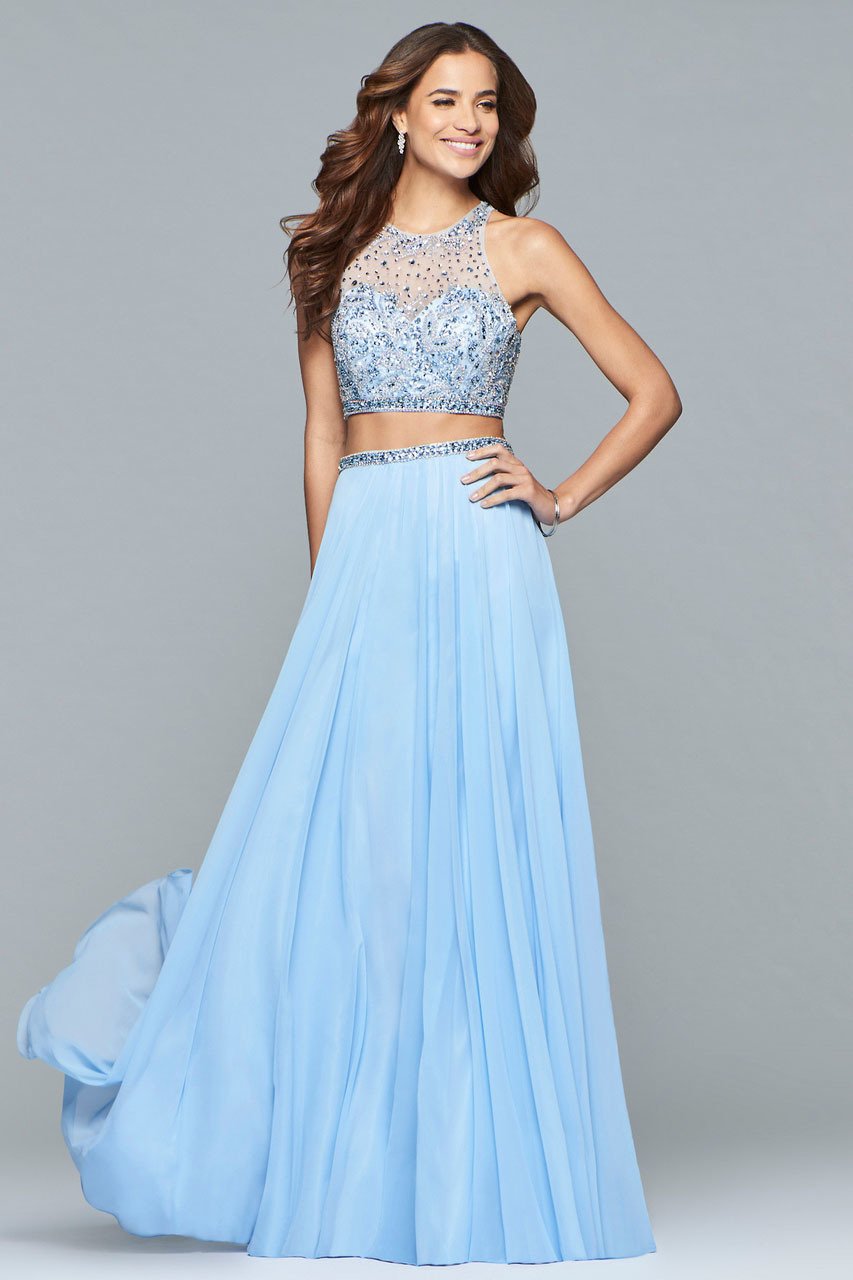 Faviana - s10061 Beaded Two-Piece Chiffon A-line Gown Special Occasion Dress