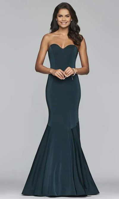 Faviana - S10213SC Strapless Stretch Faille Satin Mermaid Gown In Green