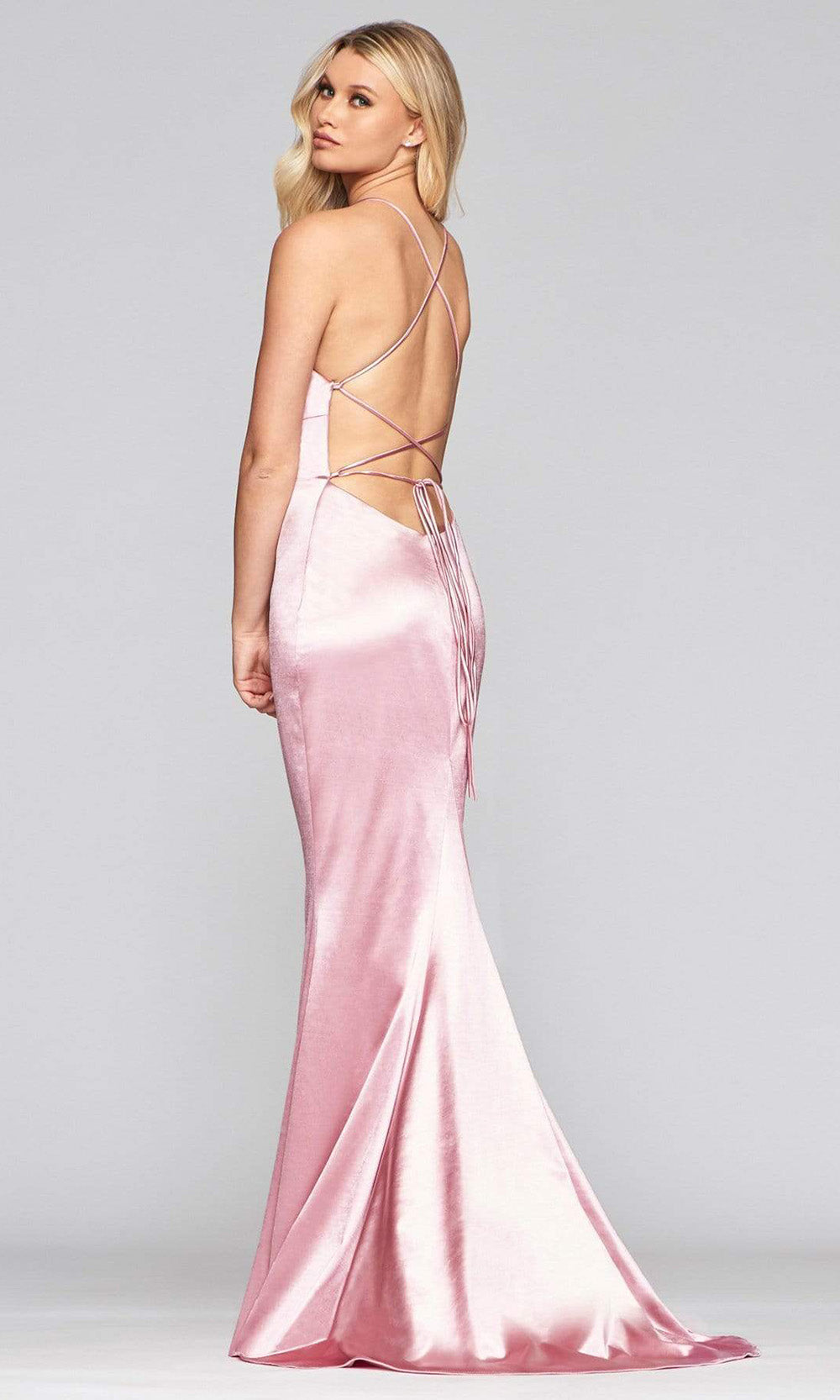 Faviana - Satin Mermaid Gown S10375SC In Pink