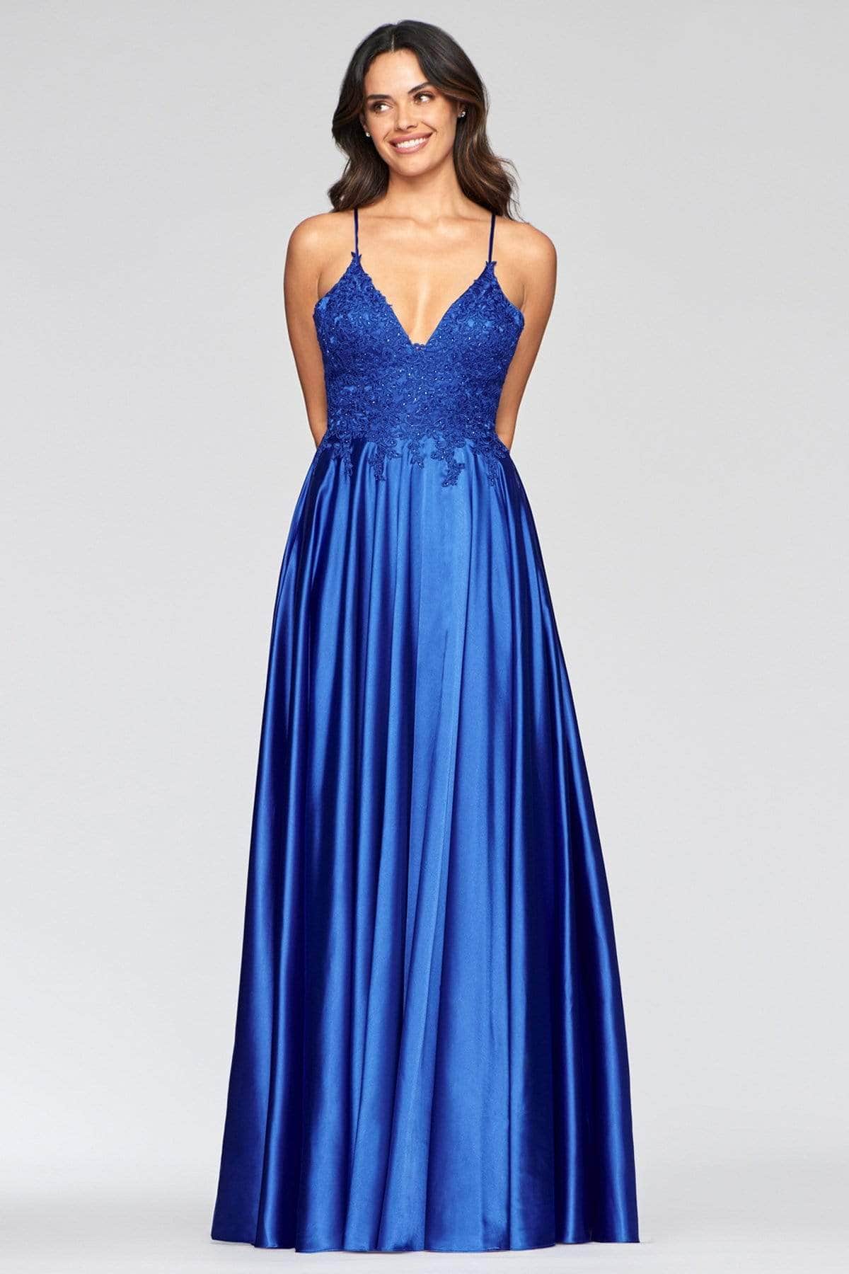 Faviana S10400 - Beaded Lace Evening Gown Prom Dresses 14 /Royal