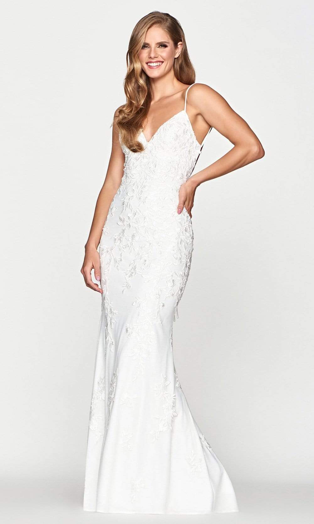 Faviana - S10508 V-Neck Sheath Evening Dress Bridal Dresses