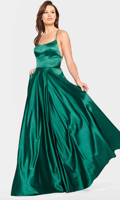 Faviana S10828 - Scoop Neck A-Line Evening Gown Evening Dresses 00 / Deep Green