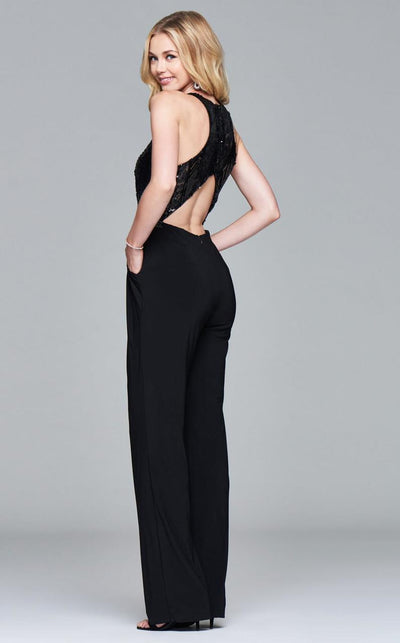 Faviana - s8010 Long jersey jumpsuit with sequin bodice Special Occasion Dress