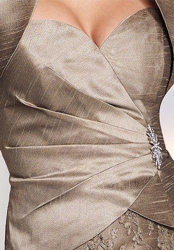 Mon Cheri - 113843 Two-Piece Silk Bolero Sheath Dress in Brown