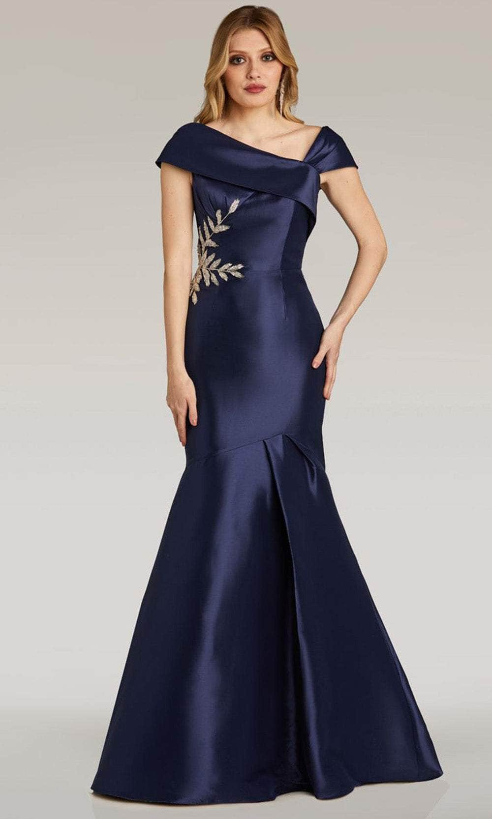 Feriani Couture 18268 - Cap Sleeve Mermaid Evening Gown Evening Dresses 2 / Navy