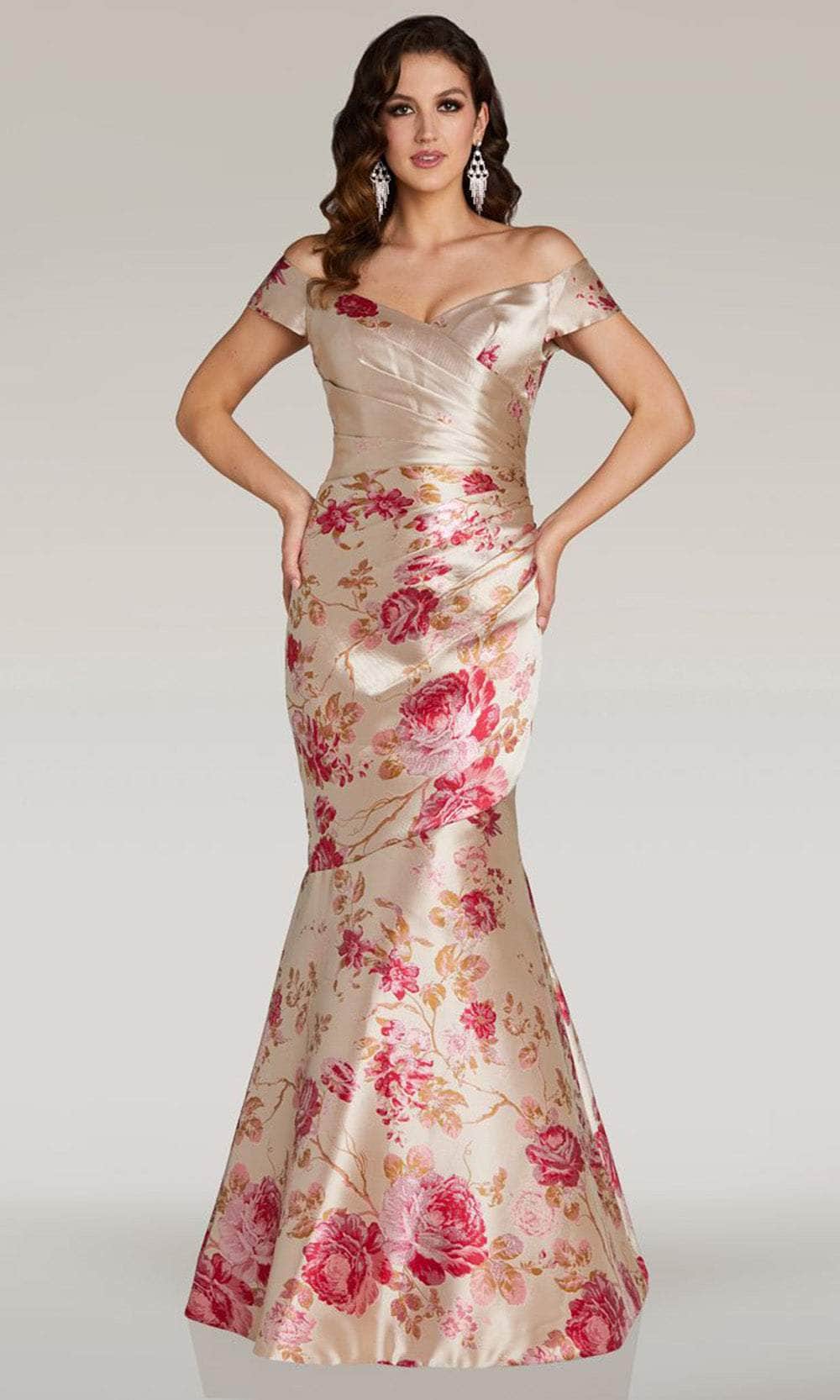 Feriani Couture 18338 - Floral Mermaid Evening Gown 12 / Champ Feriani Couture 18338 - Floral Mermaid Evening Gown 12 / Champ