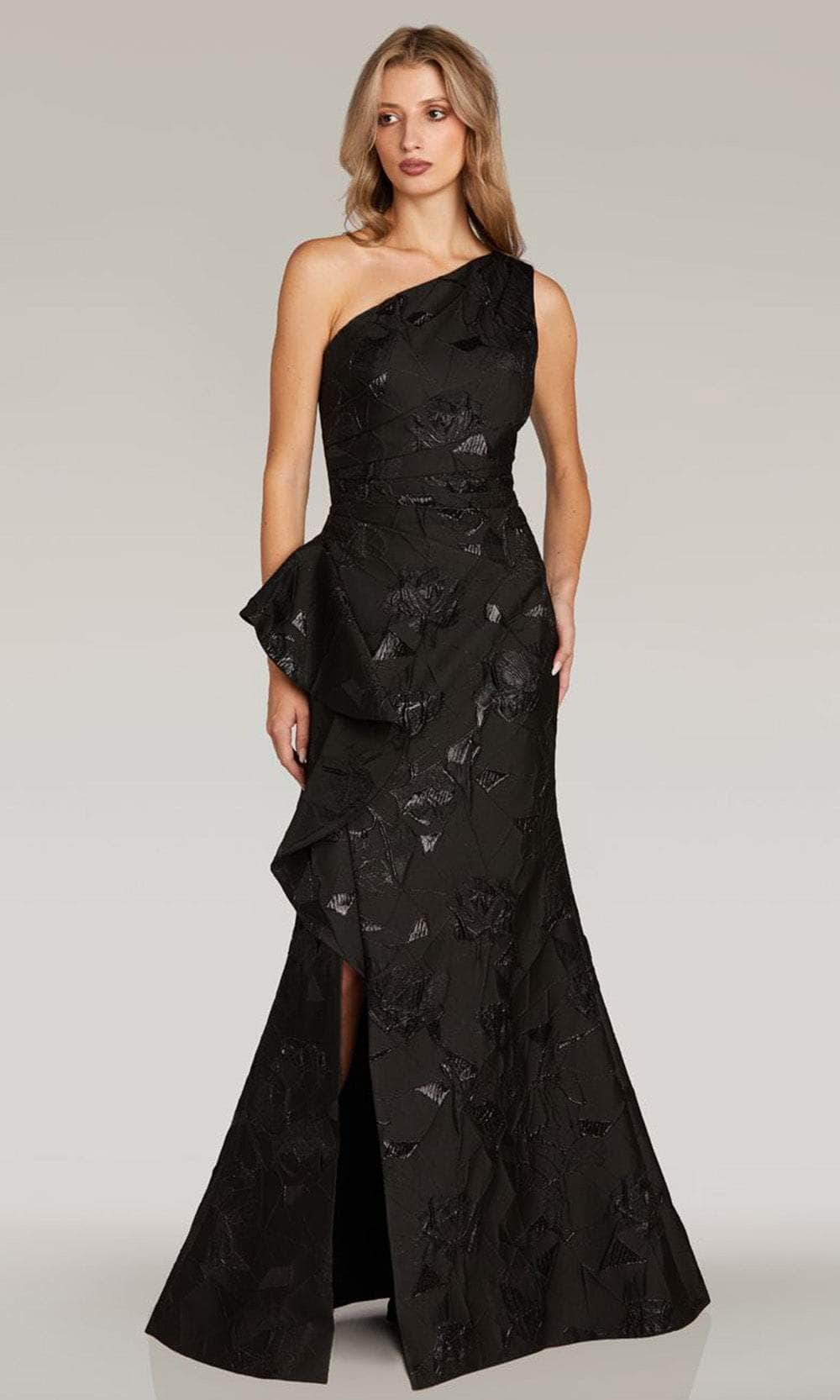 Feriani Couture 18348 - Sleeveless Jacquard Evening Gown Evening Dresses 2 / Black
