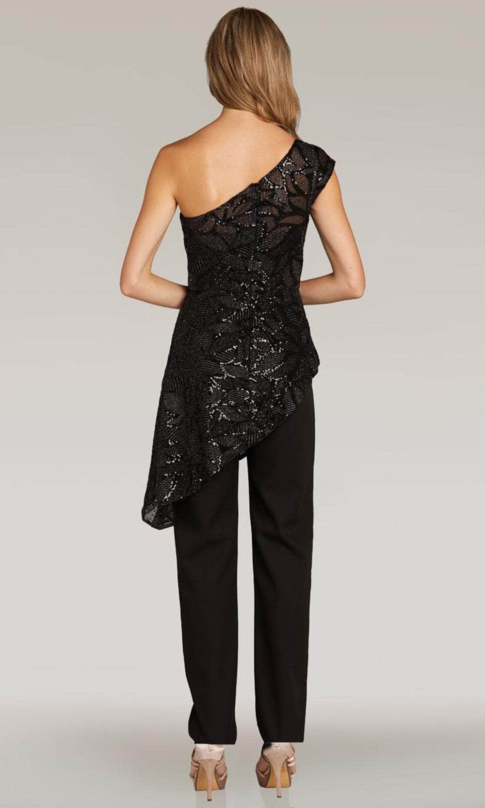 Feriani Couture 18349 - One Shoulder Two Piece Pantsuit Evening Dresses 