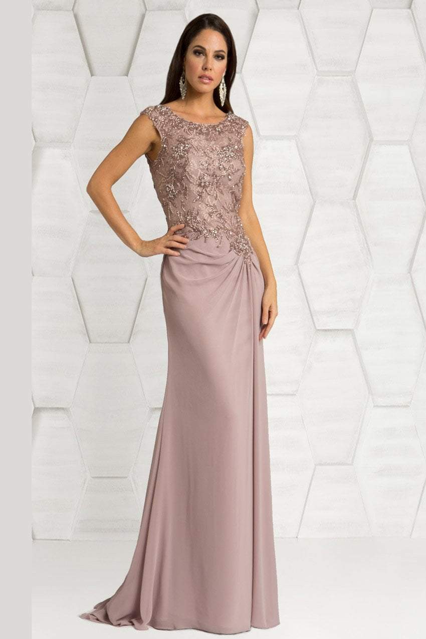 Feriani Couture - 18402 Embellished Cap Sleeve Column Gown Special Occasion Dress