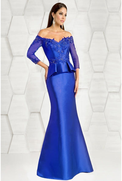 Feriani Couture - 18574 Beaded Off-Shoulder Trumpet Dress Special Occasion Dress 2 / Royal