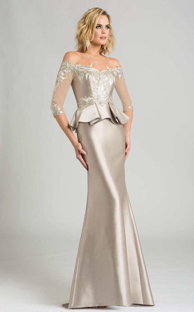 Feriani Couture - 18574 Beaded Off-Shoulder Trumpet Dress Special Occasion Dress 2 / Silver
