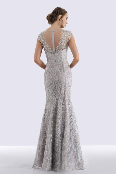 Feriani Couture 18721 Cap Sleeve V-Neck Embellished Mermaid Gown - 1 pc Silver in Size 10 Available CCSALE 10 / Silver