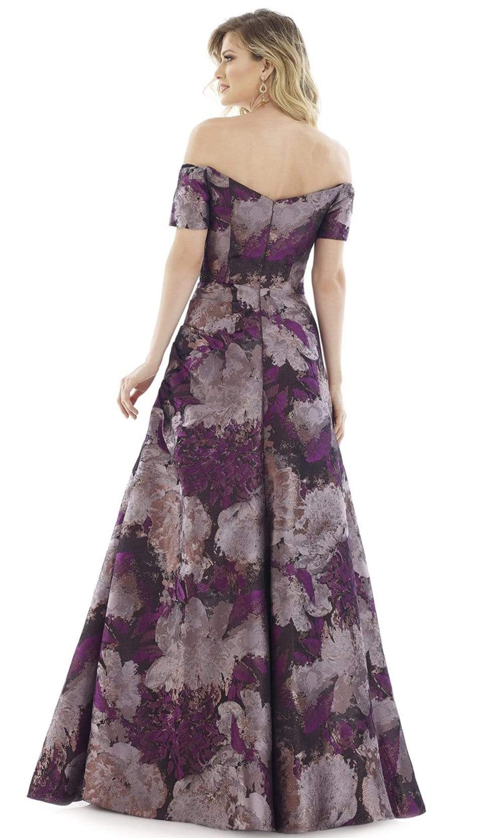 Feriani Couture - 20116SC Off Shoulder Asymmetric Pleats A-Line Dress In Purple