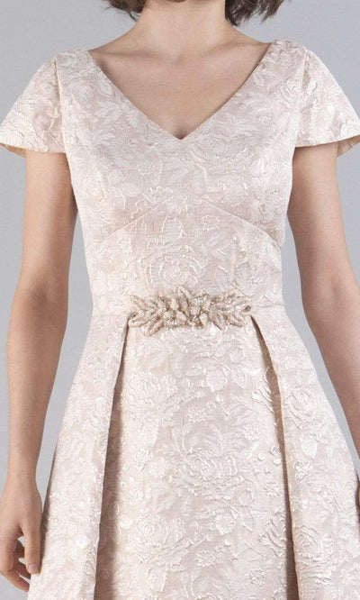 Feriani Couture - 20515 Tea Length Beaded Waist A-Line Dress Cocktail Dresses